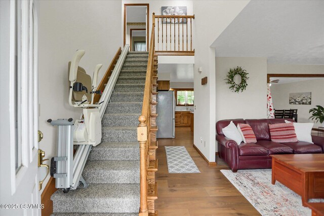 110 Buckeye Ln, New Columbia, PA 17856 - staircase featuring wood finished floors and baseboards