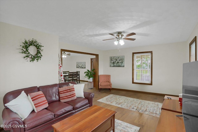 110 Buckeye Ln, New Columbia, PA 17856 - living area featuring a ceiling fan and wood finished floors