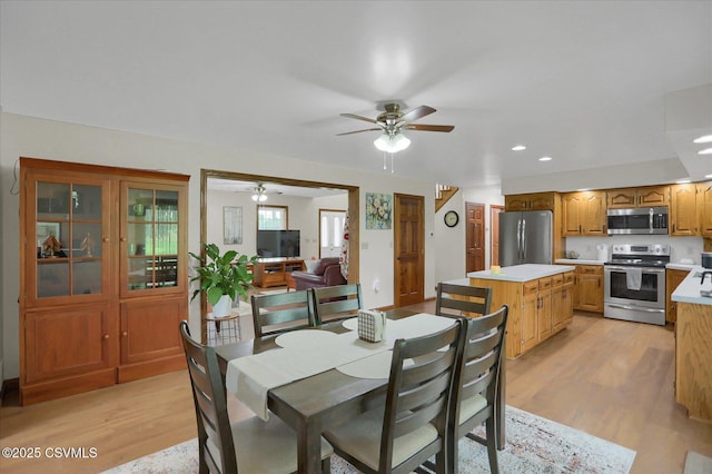 110 Buckeye Ln, New Columbia, PA 17856 - dining space with light wood-style flooring, ceiling fan, and recessed lighting