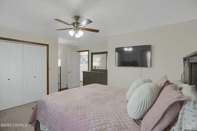 110 Buckeye Ln, New Columbia, PA 17856 - bedroom with carpet flooring, a closet, and ceiling fan