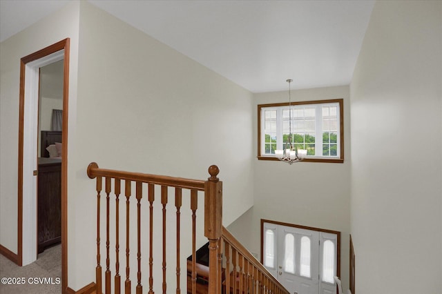 110 Buckeye Ln, New Columbia, PA 17856 - stairs with a chandelier and baseboards