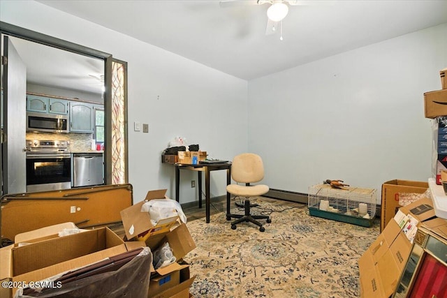 1146 Great Oak Dr, East Stroudsburg, PA 18301 - office with a ceiling fan and wood finished floors