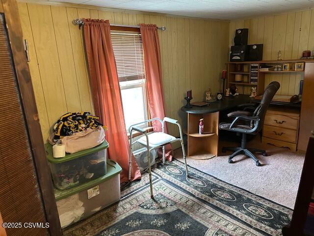 26 Sherman St, Coal Township, PA 17866 - home office featuring wooden walls and carpet