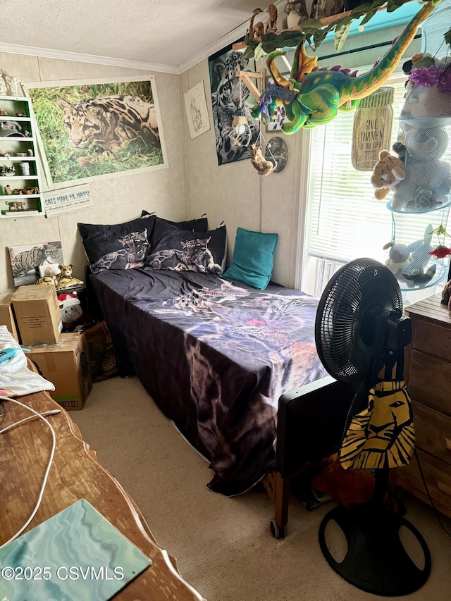 57 Buckhorn Rd, Bloomsburg, PA 17815 - bedroom featuring crown molding, carpet floors, and a textured ceiling