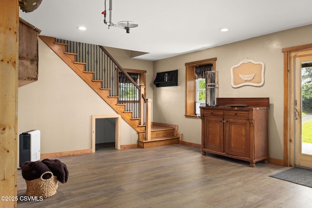 190 Foggy Mountain Rd, Turbotville, PA 17772 - entryway featuring wood finished floors, stairway, recessed lighting, and a chandelier