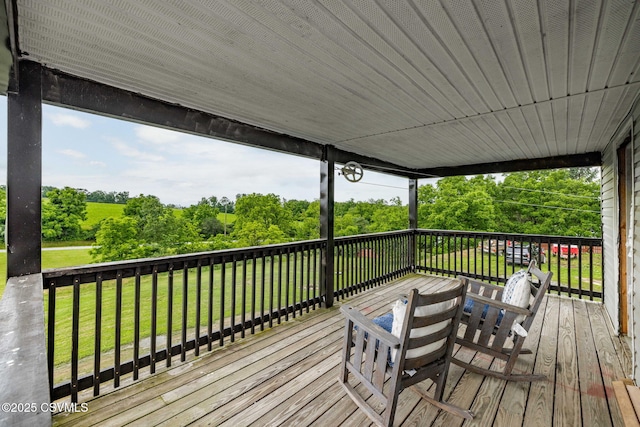 190 Foggy Mountain Rd, Turbotville, PA 17772 - wooden terrace featuring a lawn and view of scattered trees