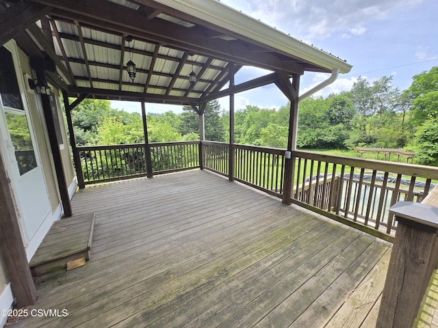 1824 Smalsh Barrick Rd, Middleburg, PA 17842 - wooden terrace with view of wooded area