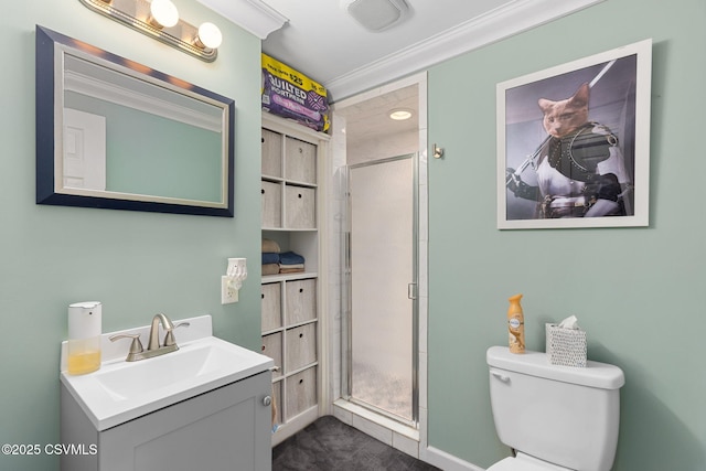 378 Drinker St, Bloomsburg, PA 17815 - full bathroom featuring vanity, a stall shower, and crown molding