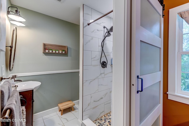 909 Fair St, Nescopeck, PA 18635 - bathroom featuring vanity and a stall shower