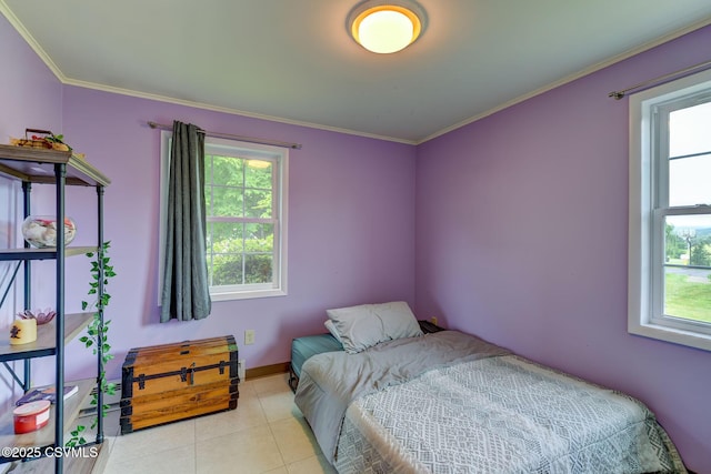 909 Fair St, Nescopeck, PA 18635 - bedroom with multiple windows, ornamental molding, and light tile patterned floors