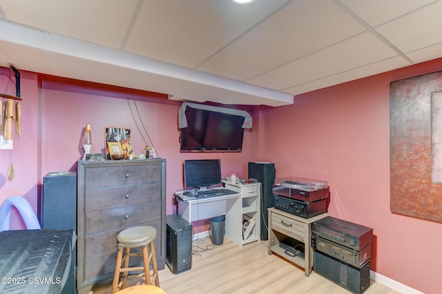 909 Fair St, Nescopeck, PA 18635 - office area with wood finished floors and a paneled ceiling