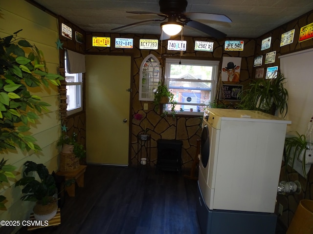 4 N Rock St, Shamokin, PA 17872 - washroom with washer / clothes dryer, ceiling fan, and dark wood finished floors