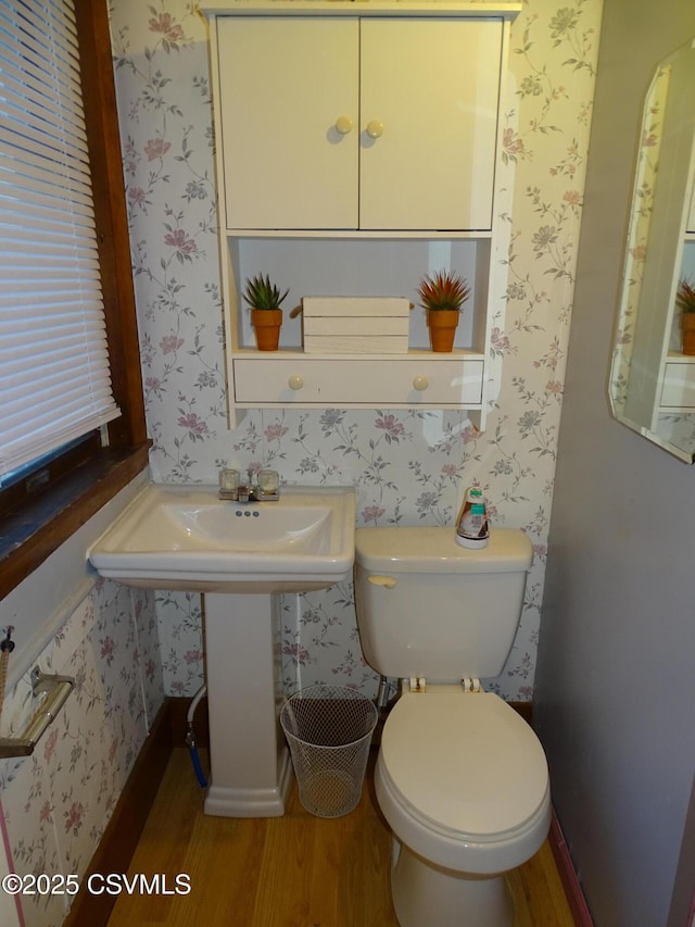 4 N Rock St, Shamokin, PA 17872 - half bathroom featuring wood finished floors and wallpapered walls