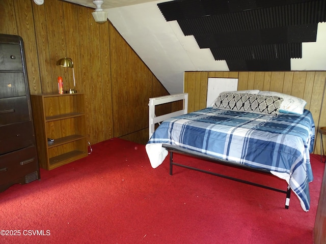 4 N Rock St, Shamokin, PA 17872 - bedroom with wood walls, carpet floors, and vaulted ceiling