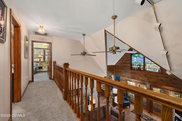 68 March Cir, Winfield, PA 17889 - hallway featuring a towering ceiling, an upstairs landing, and carpet