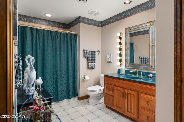 68 March Cir, Winfield, PA 17889 - bathroom with vanity, a shower with shower curtain, tile patterned floors, and recessed lighting