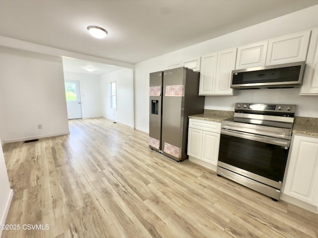 1613 2nd Ave, Berwick, PA 18603 - kitchen with appliances with stainless steel finishes, light wood-style flooring, white cabinets, light stone counters, and open floor plan