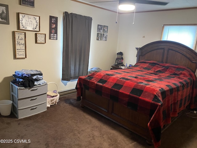214 N Vine St, Shamokin, PA 17872 - carpeted bedroom featuring ceiling fan and crown molding