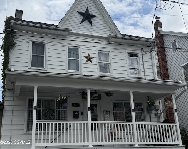 223 N Vine St, Shamokin, PA 17872 - view of front of property featuring covered porch and ceiling fan