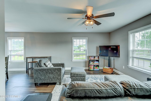 5 Williamsburg Blvd, Bloomsburg, PA 17815 - living room featuring wood finished floors and a ceiling fan