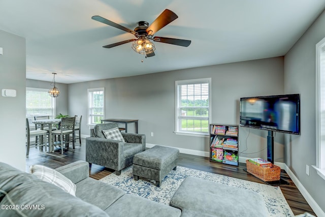 5 Williamsburg Blvd, Bloomsburg, PA 17815 - living area featuring wood finished floors and ceiling fan