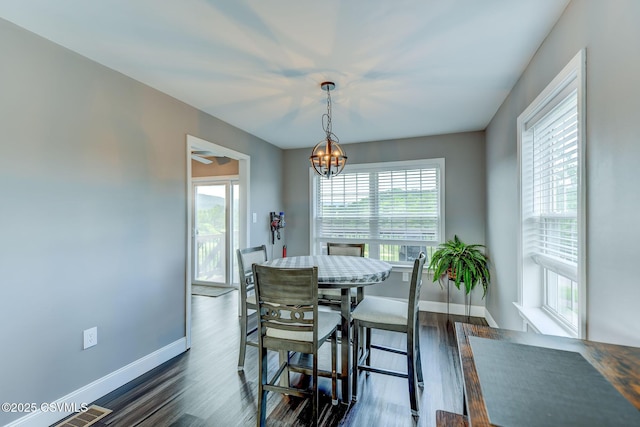 5 Williamsburg Blvd, Bloomsburg, PA 17815 - dining room with plenty of natural light, a chandelier, and dark wood-type flooring