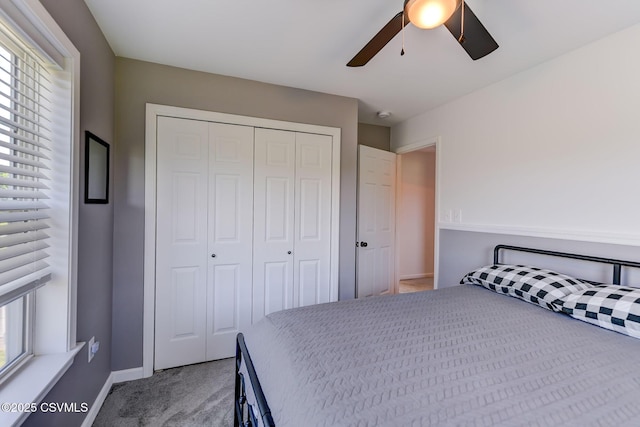 5 Williamsburg Blvd, Bloomsburg, PA 17815 - bedroom featuring light colored carpet, a closet, and a ceiling fan