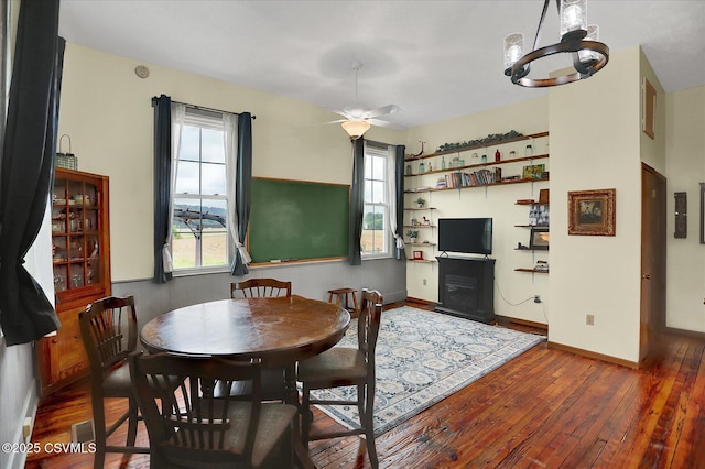 12 State School Rd, Selinsgrove, PA 17870 - dining area featuring hardwood / wood-style flooring, a chandelier, and ceiling fan