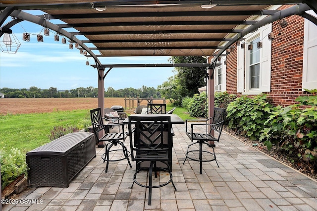 12 State School Rd, Selinsgrove, PA 17870 - view of patio / terrace with a pergola, outdoor dining area, and a view of rural / pastoral area
