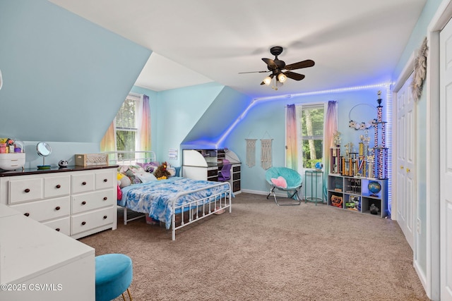 178 Schooners Run, Shickshinny, PA 18655 - bedroom with lofted ceiling, carpet, multiple windows, and a ceiling fan