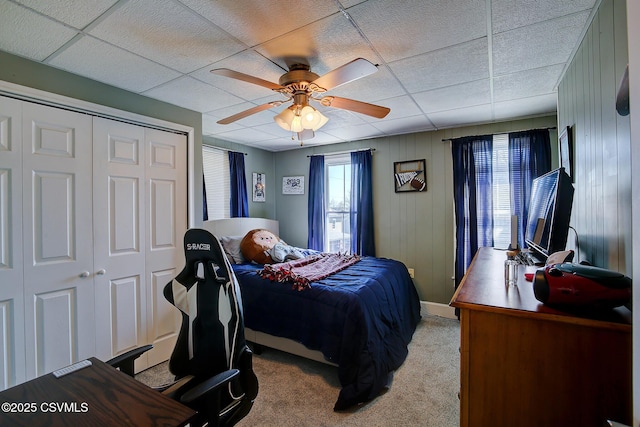 4429 Rte 204, Selinsgrove, PA 17870 - bedroom featuring light colored carpet, a closet, a ceiling fan, and a paneled ceiling
