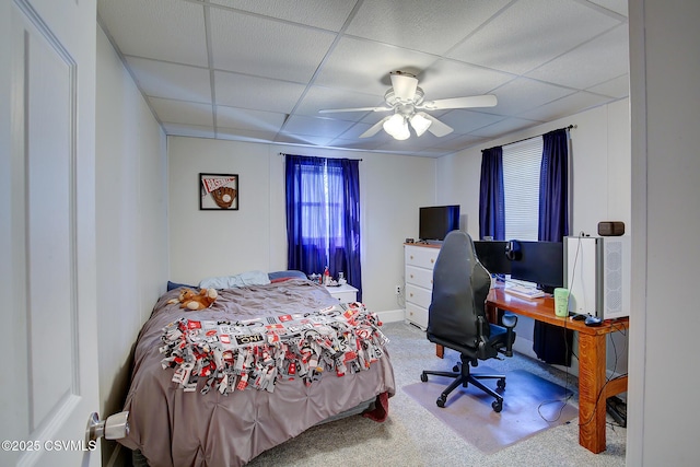 4429 Rte 204, Selinsgrove, PA 17870 - bedroom featuring carpet flooring, a drop ceiling, multiple windows, ceiling fan, and a desk
