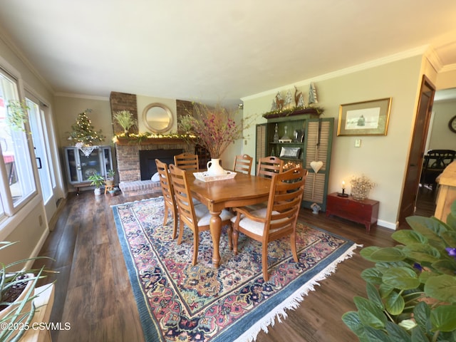 101 Twig Ln, Sunbury, PA 17801 - dining room with ornamental molding, a fireplace, and wood finished floors