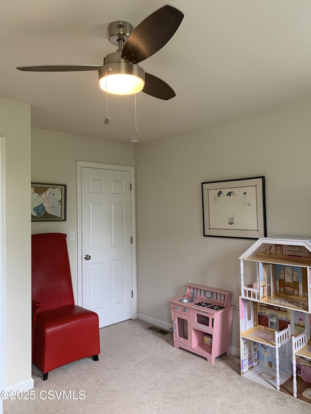 3 Walnut Rd, Lewisburg, PA 17837 - game room with ceiling fan and carpet floors