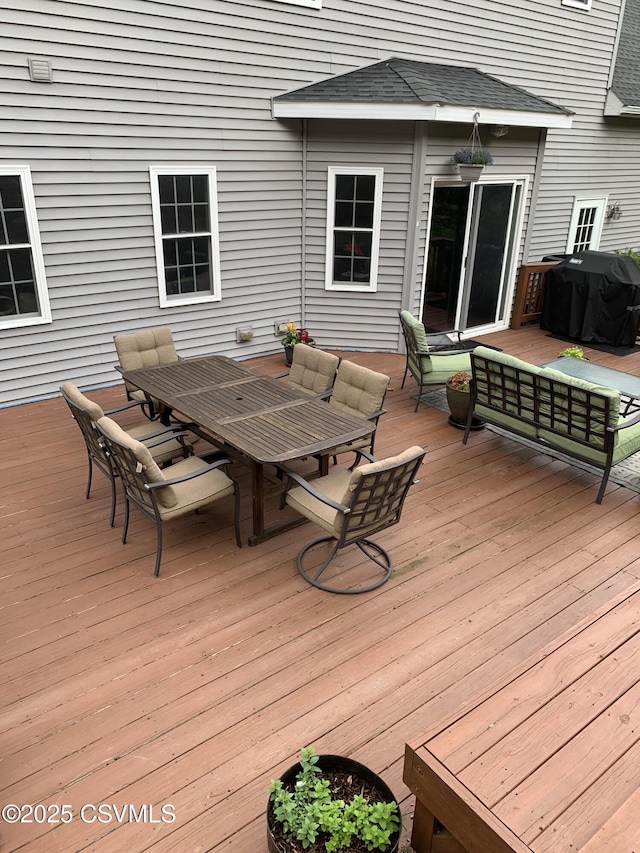 3 Walnut Rd, Lewisburg, PA 17837 - wooden deck featuring grilling area, outdoor dining space, and outdoor lounge area