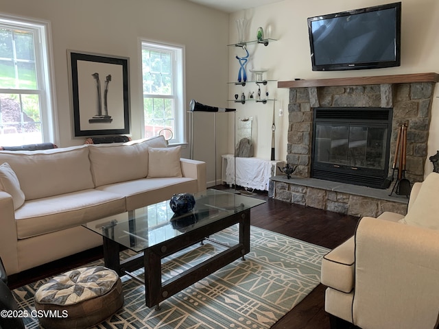 3 Walnut Rd, Lewisburg, PA 17837 - living area with wood finished floors and a stone fireplace