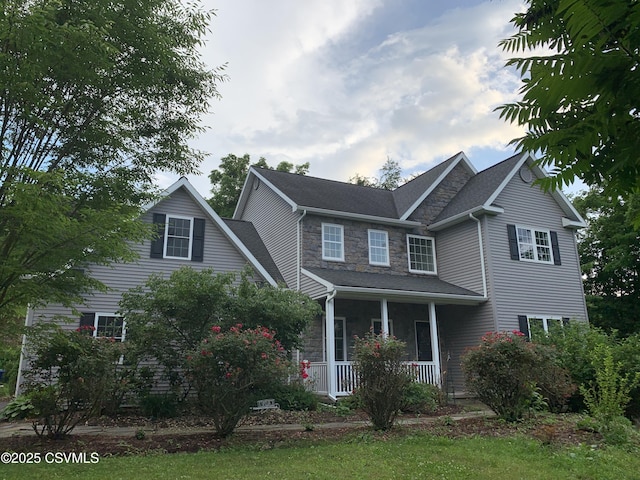 3 Walnut Rd, Lewisburg, PA 17837 - view of front facade featuring covered porch and stone siding