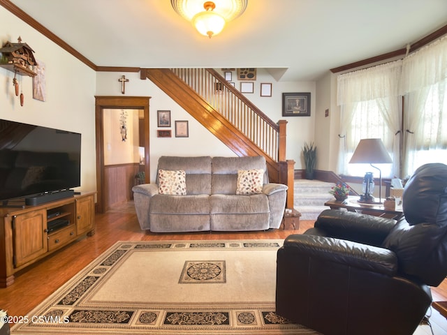 230 S 6th St, Shamokin, PA 17872 - living area featuring stairs and wood finished floors