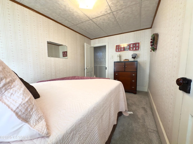 230 S 6th St, Shamokin, PA 17872 - carpeted bedroom featuring crown molding and wallpapered walls
