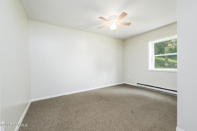 503 E Brugler Ave, Bloomsburg, PA 17815 - spare room featuring baseboard heating, ceiling fan, and carpet floors