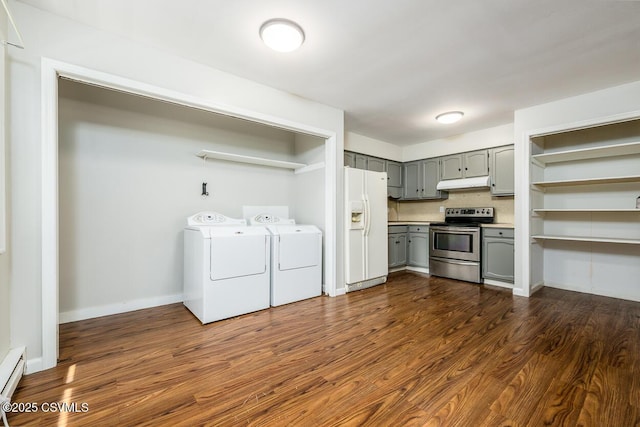 503 E Brugler Ave, Bloomsburg, PA 17815 - laundry area with separate washer and dryer and dark wood-type flooring