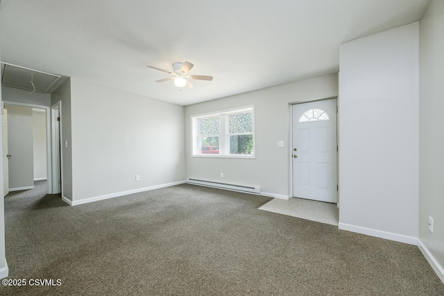 503 E Brugler Ave, Bloomsburg, PA 17815 - carpeted foyer entrance with a baseboard heating unit and a ceiling fan