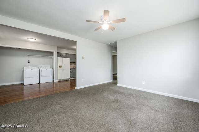 503 E Brugler Ave, Bloomsburg, PA 17815 - unfurnished bedroom with dark colored carpet, washer and dryer, and white refrigerator with ice dispenser