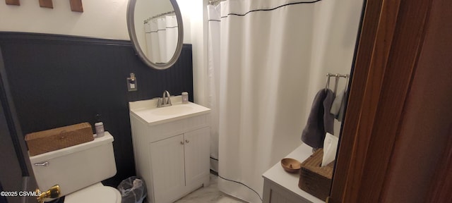 97 Maplewood Rd, Berwick, PA 18603 - full bath featuring vanity, marble look tile flooring, and a shower with curtain