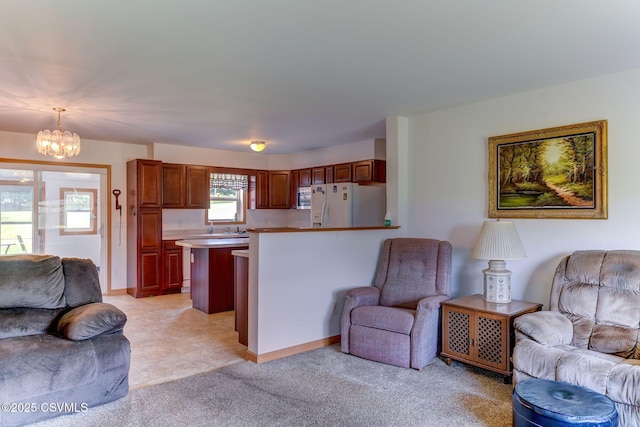 95 Five Points Rd, Muncy, PA 17756 - living area featuring a chandelier and light colored carpet