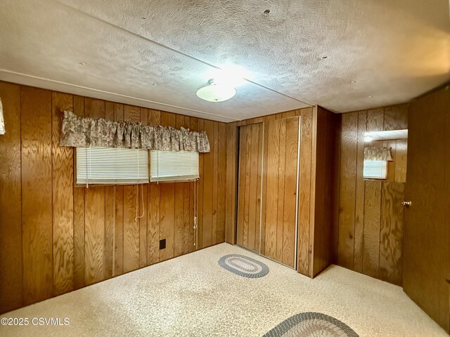 25 Wolfe Rd, Nescopeck, PA 18635 - carpeted spare room with wood walls and a textured ceiling