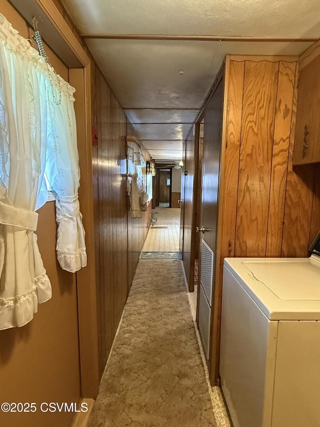 25 Wolfe Rd, Nescopeck, PA 18635 - corridor featuring washer / clothes dryer and wooden walls
