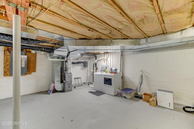 745 Liberty St, Danville, PA 17821 - unfinished below grade area with washing machine and clothes dryer and heating unit