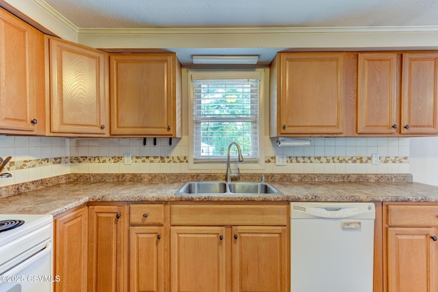 745 Liberty St, Danville, PA 17821 - kitchen featuring white appliances, tasteful backsplash, light countertops, and a textured ceiling