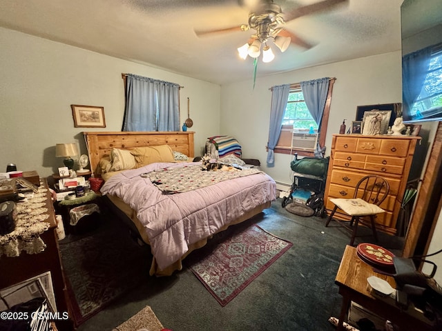 249 E Haas Manor Rd, Sunbury, PA 17801 - bedroom with carpet floors, baseboard heating, a ceiling fan, and cooling unit